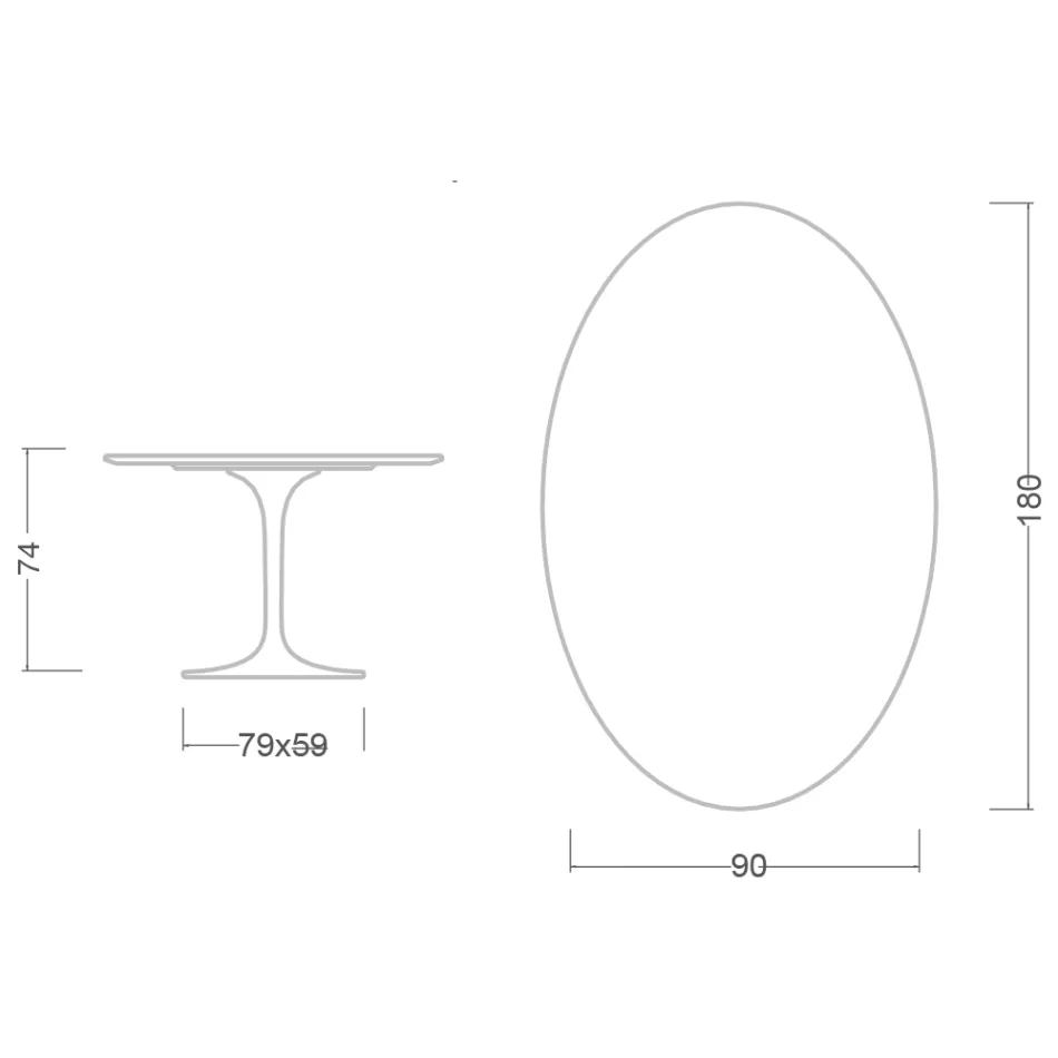 Eero Saarinen Table Tulipe H 74 avec plateau ovale en marbre Arabescato Made in Italy - Ecarlate Viadurini