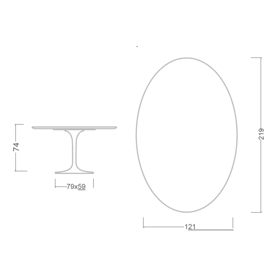 Eero Saarinen Table Tulipe H 74 avec plateau ovale en marbre Arabescato Made in Italy - Ecarlate Viadurini