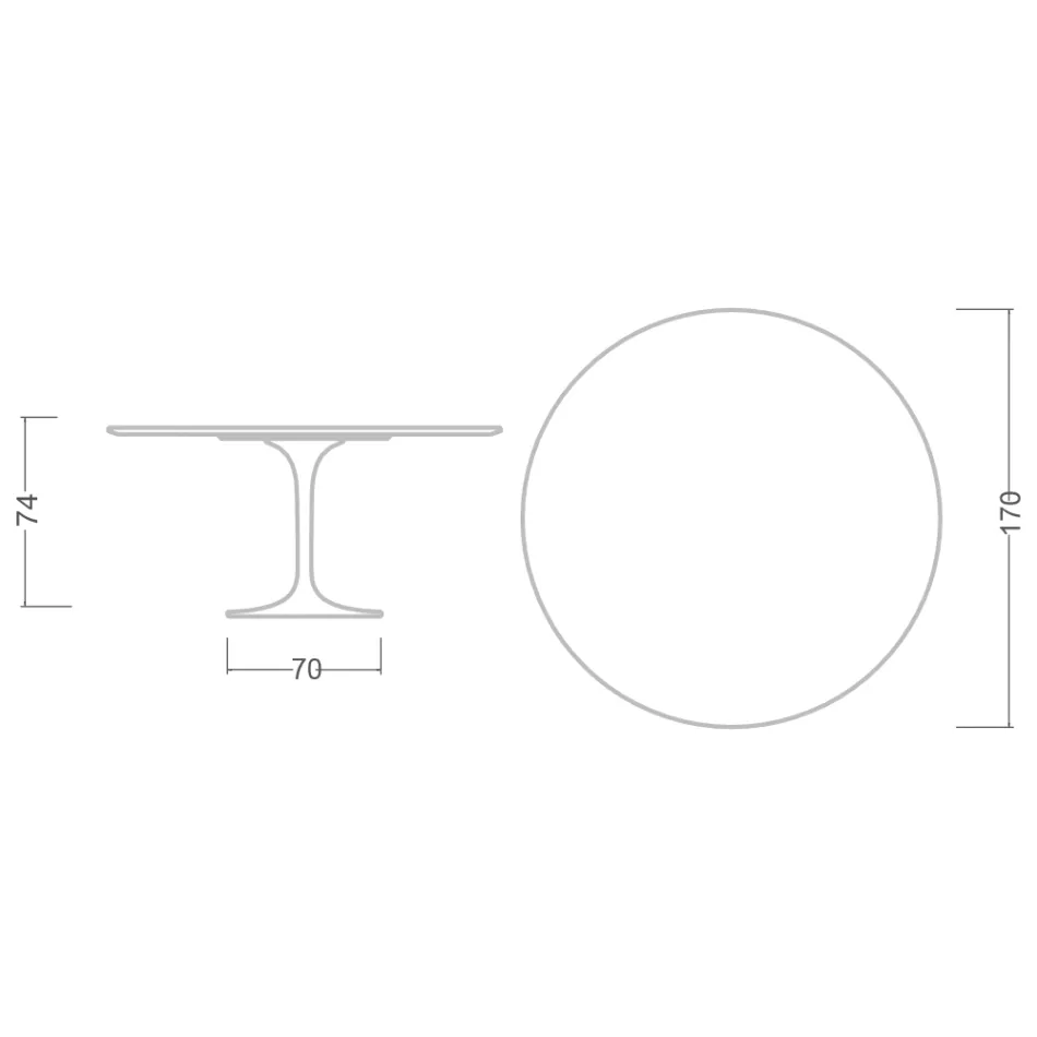 Eero Saarinen Table Tulipe H 74 avec plateau rond en marbre Carrara Statuarietto - Ecarlate Viadurini