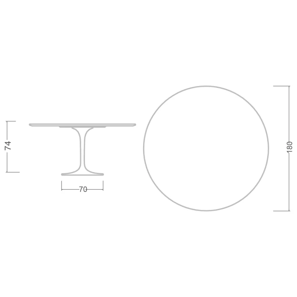 Eero Saarinen Table Tulipe H 74 avec plateau rond en marbre Carrara Statuarietto - Ecarlate Viadurini