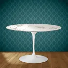 Table Tulipe Eero Saarinen H 74 po Aura 22 Céramique Fabriquée en Italie - Écarlate Viadurini