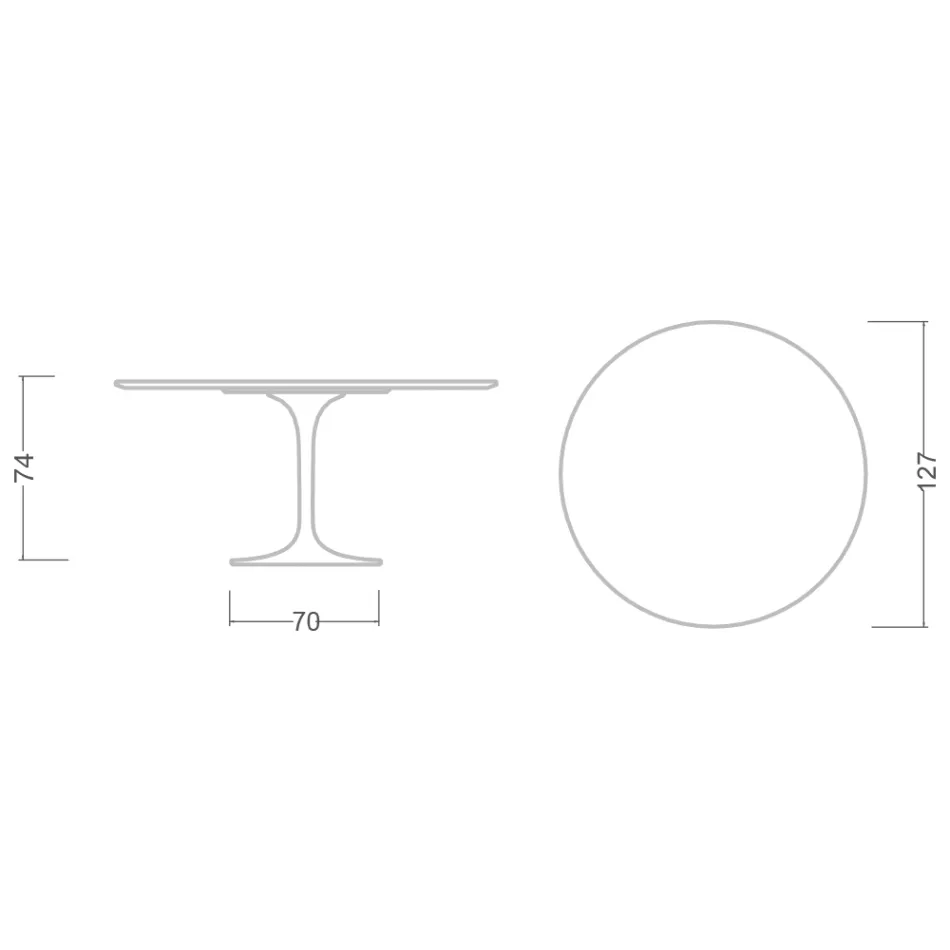 Table Tulipe Eero Saarinen H 74 cm, céramique Domoos, fabriquée en Italie - Écarlate Viadurini