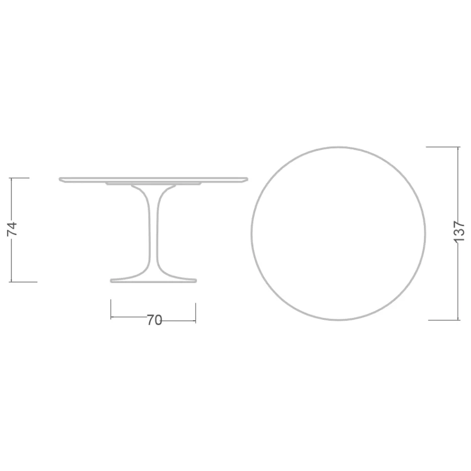 Table Tulipe Eero Saarinen H 74 po, céramique polie, fabriquée en Italie - Écarlate Viadurini