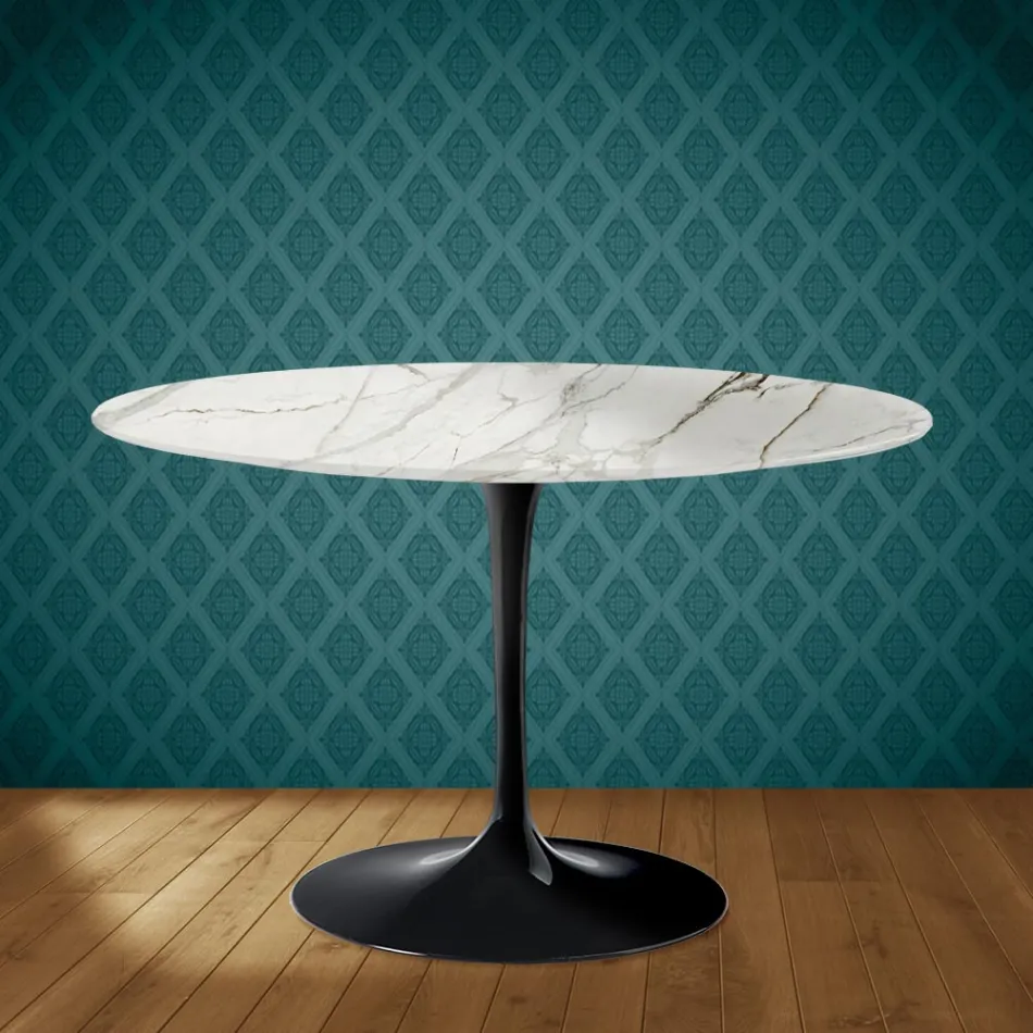 Table Tulipe Eero Saarinen H 74 po, céramique polie, fabriquée en Italie - Écarlate Viadurini