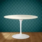 Table Tulipe Eero Saarinen H 74 cm en céramique Marmorio, fabriquée en Italie - Écarlate Viadurini