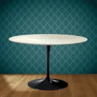Table Tulipe Eero Saarinen H 74 cm en céramique Marmorio, fabriquée en Italie - Écarlate Viadurini