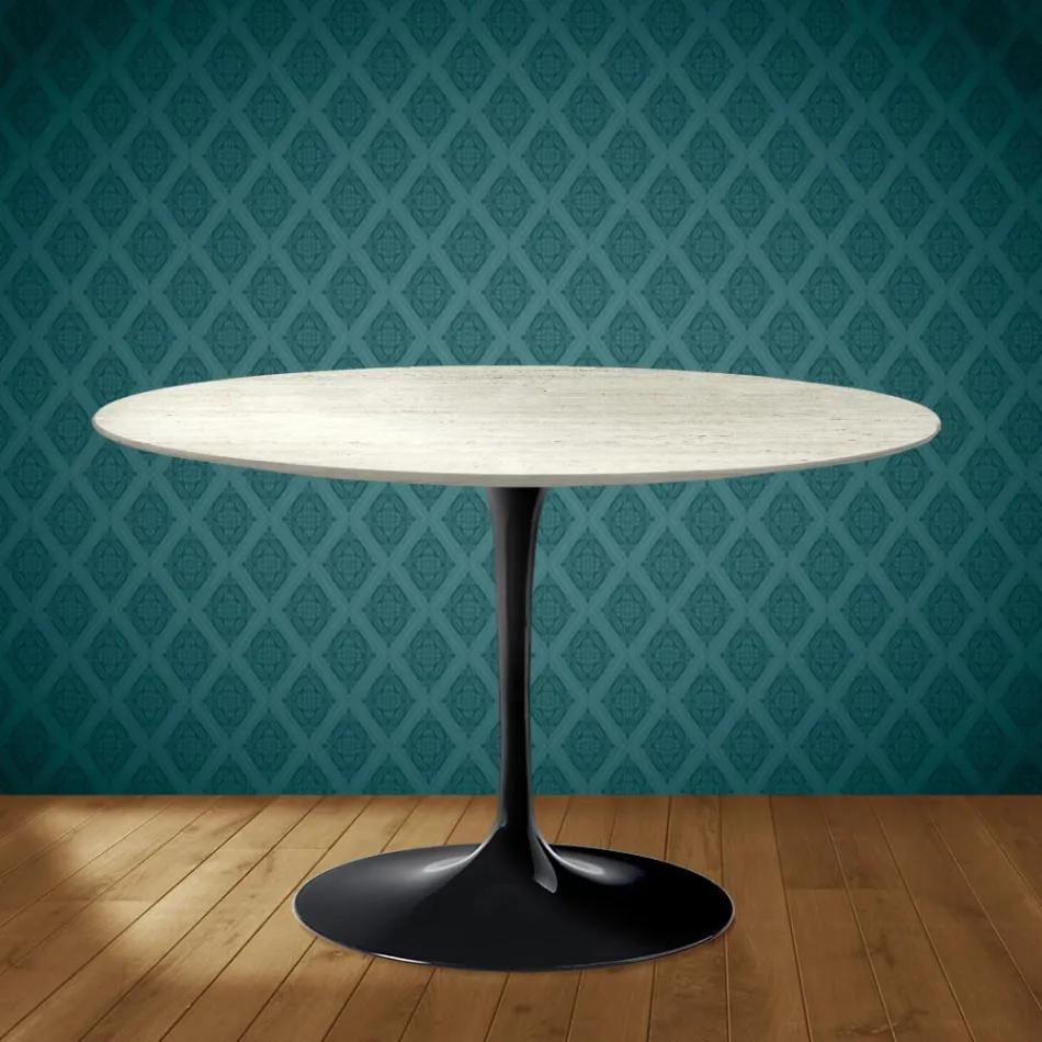 Table Tulipe Eero Saarinen H 74 cm en céramique Marmorio, fabriquée en Italie - Écarlate Viadurini