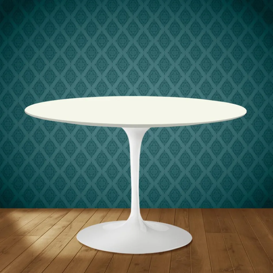 Table Tulipe Eero Saarinen H 74 cm en céramique Moonè, fabriquée en Italie - Écarlate Viadurini