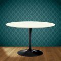 Table Tulipe Eero Saarinen H 74 cm en céramique Moonè, fabriquée en Italie - Écarlate