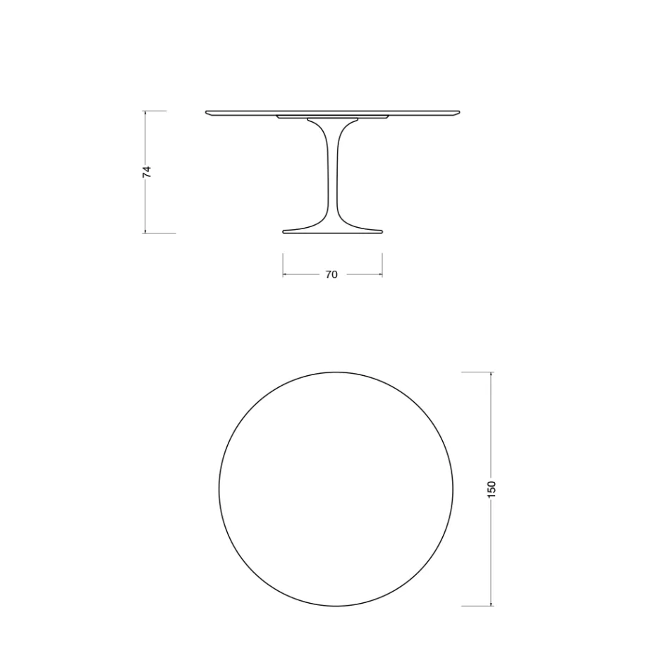 Table Tulipe Eero Saarinen H 74 cm Céramique Morpheus Fabriquée en Italie - Écarlate Viadurini