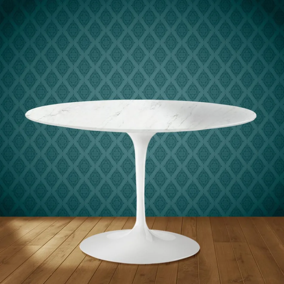 Table Tulipe Eero Saarinen H 74 cm en céramique Salina, fabriquée en Italie - Écarlate Viadurini