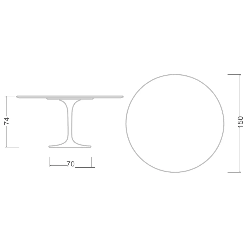 Table Tulipe Eero Saarinen H 74 en marbre Emperador foncé Made in Italy - Ecarlate Viadurini