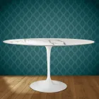 Table ovale Tulipe Eero Saarinen H 74 cm en céramique Aura 22, fabriquée en Italie - Écarlate Viadurini