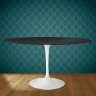 Table ovale Tulipe Eero Saarinen H 74 cm en céramique Domoos, fabriquée en Italie - Écarlate Viadurini