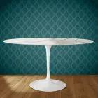 Table ovale Tulipe Eero Saarinen H 74 cm en céramique brillante, fabriquée en Italie - Écarlate Viadurini