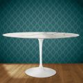 Table ovale Tulipe Eero Saarinen H 74 cm en céramique polie, fabriquée en Italie - Écarlate