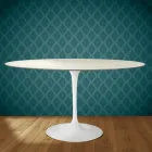 Table ovale Tulipe Eero Saarinen H 74 cm en céramique Marmorio, fabriquée en Italie - Écarlate Viadurini