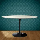 Table ovale Tulipe Eero Saarinen H 74 cm en céramique Marmorio, fabriquée en Italie - Écarlate Viadurini