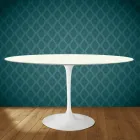 Table ovale Tulipe Eero Saarinen H 74 cm en céramique Moonè, fabriquée en Italie - Écarlate Viadurini