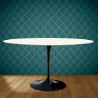 Table ovale Tulipe Eero Saarinen H 74 cm en céramique Moonè, fabriquée en Italie - Écarlate Viadurini
