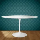 Table ovale Tulipe Eero Saarinen H 74 cm en céramique Salina, fabriquée en Italie - Écarlate Viadurini