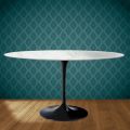 Table ovale Tulipe Eero Saarinen H 74 cm en céramique Salina, fabriquée en Italie - Écarlate