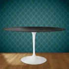 Table ovale Tulipe Eero Saarinen H 74 cm en céramique Somnia, fabriquée en Italie - Écarlate Viadurini