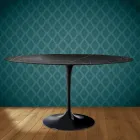 Table ovale Tulipe Eero Saarinen H 74 cm en céramique Somnia, fabriquée en Italie - Écarlate Viadurini