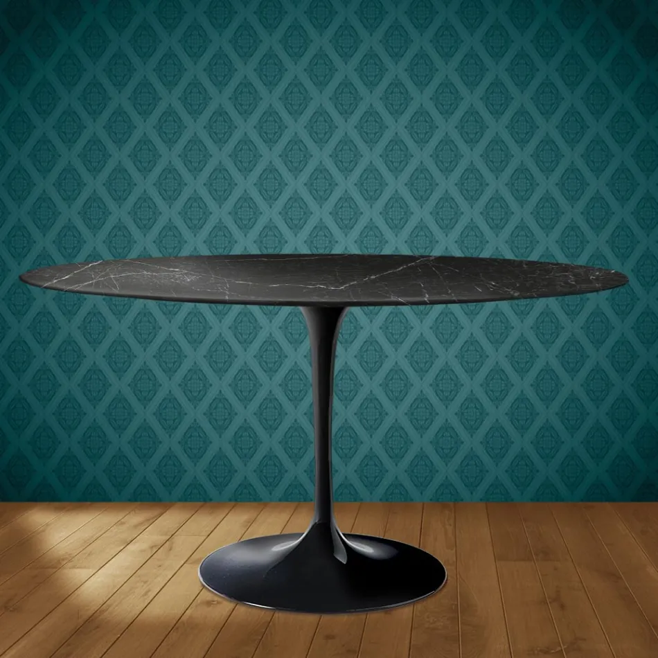 Table ovale Tulipe Eero Saarinen H 74 cm en céramique Somnia, fabriquée en Italie - Écarlate Viadurini
