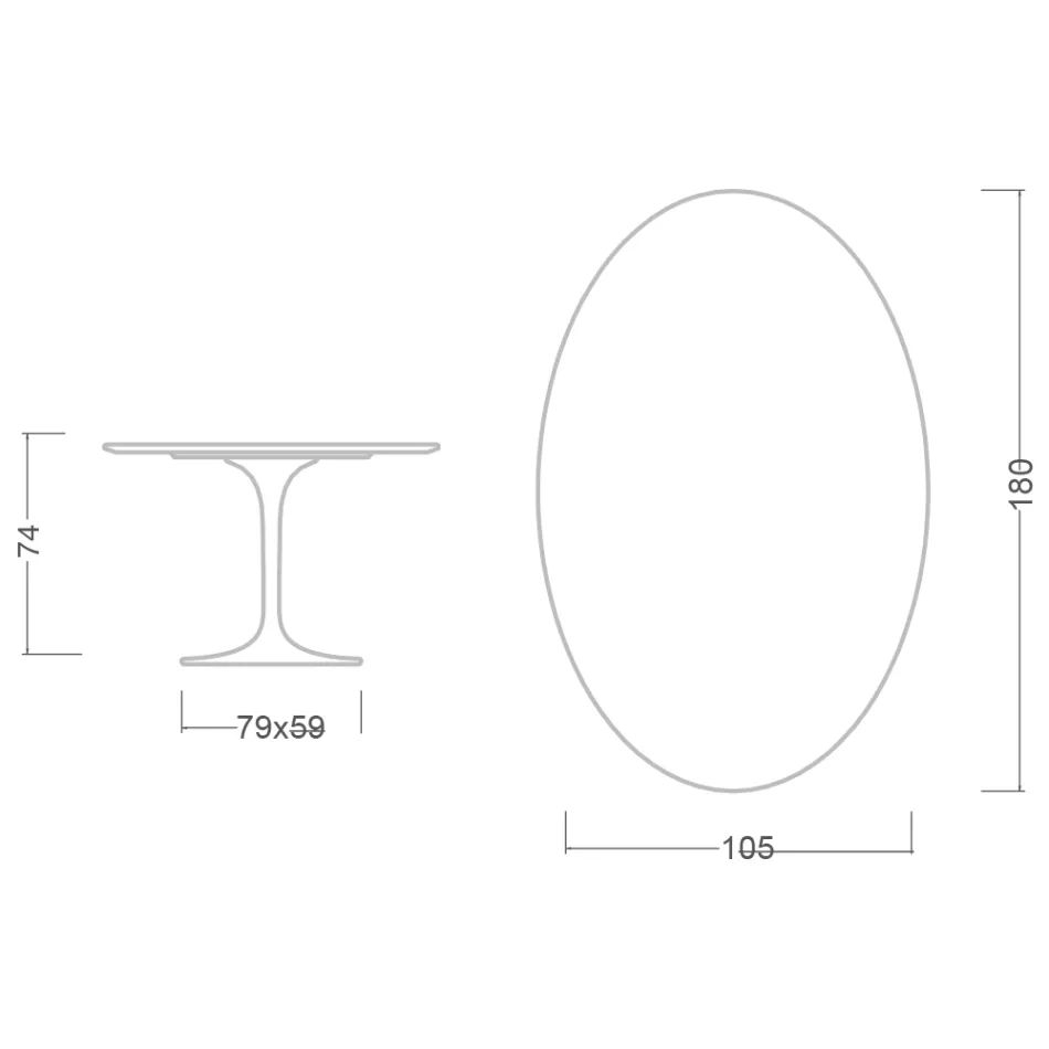 Eero Saarinen H 74 Table tulipe ovale en stratifié blanc liquide Made in Italy - Scarlet Viadurini