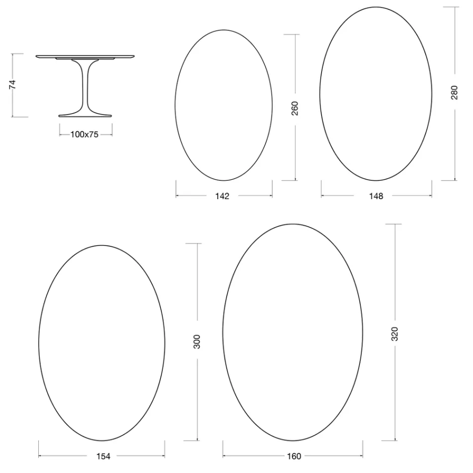 Table ovale Tulip H 74 d'Eero Saarinen en stratifié liquide, fabriquée en Italie - Écarlate Viadurini