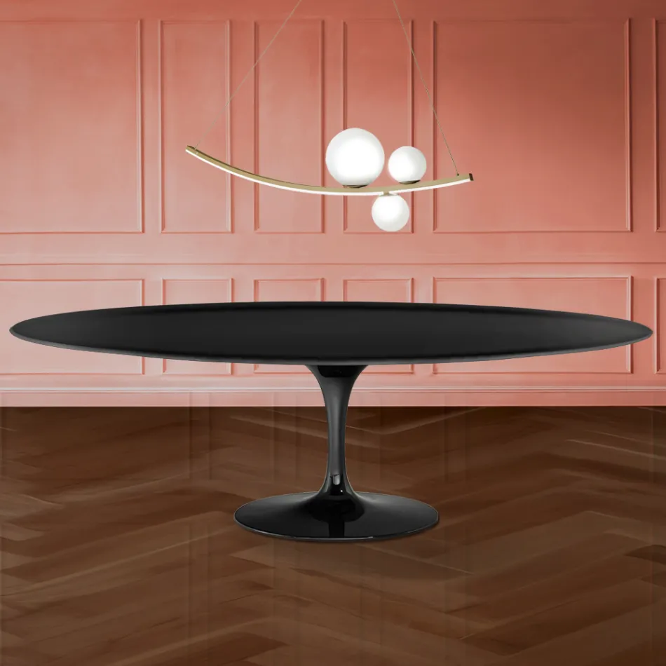 Table ovale Tulip H 74 d'Eero Saarinen en stratifié liquide, fabriquée en Italie - Écarlate Viadurini