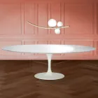 Table ovale Tulip H 74 d'Eero Saarinen en stratifié liquide, fabriquée en Italie - Écarlate Viadurini