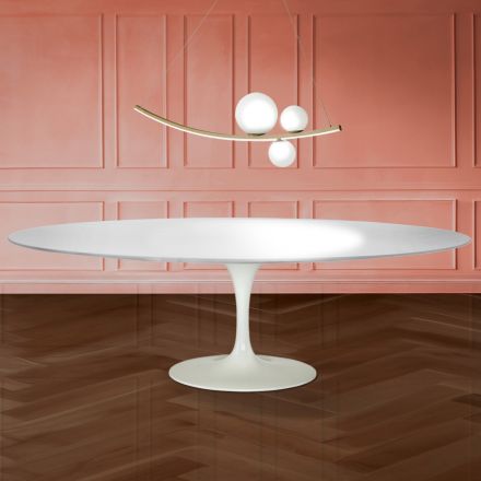 Table ovale Tulip H 74 d'Eero Saarinen en stratifié liquide, fabriquée en Italie - Écarlate Viadurini