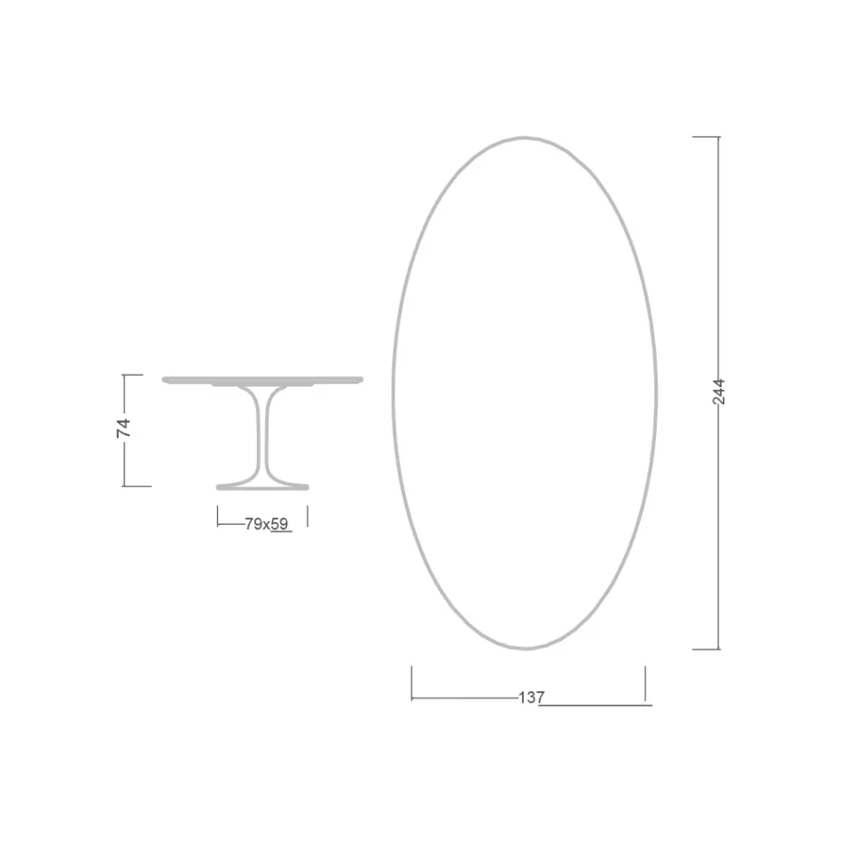 Table Tulipe Eero Saarinen H 74 Ovale en stratifié liquide noir Made in Italy - Scarlet Viadurini
