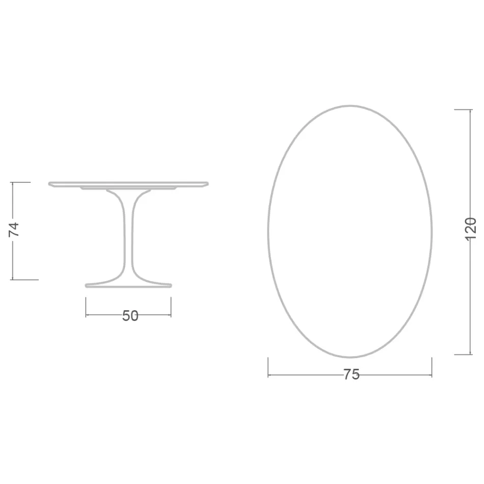 Eero Saarinen Table Tulipe H 74 Ovale en Marbre Emperador foncé Made in Italy - Ecarlate Viadurini
