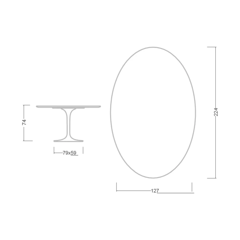 Eero Saarinen Table Tulipe H 74 Ovale en Marbre Noir Marquinia Made in Italy - Ecarlate Viadurini