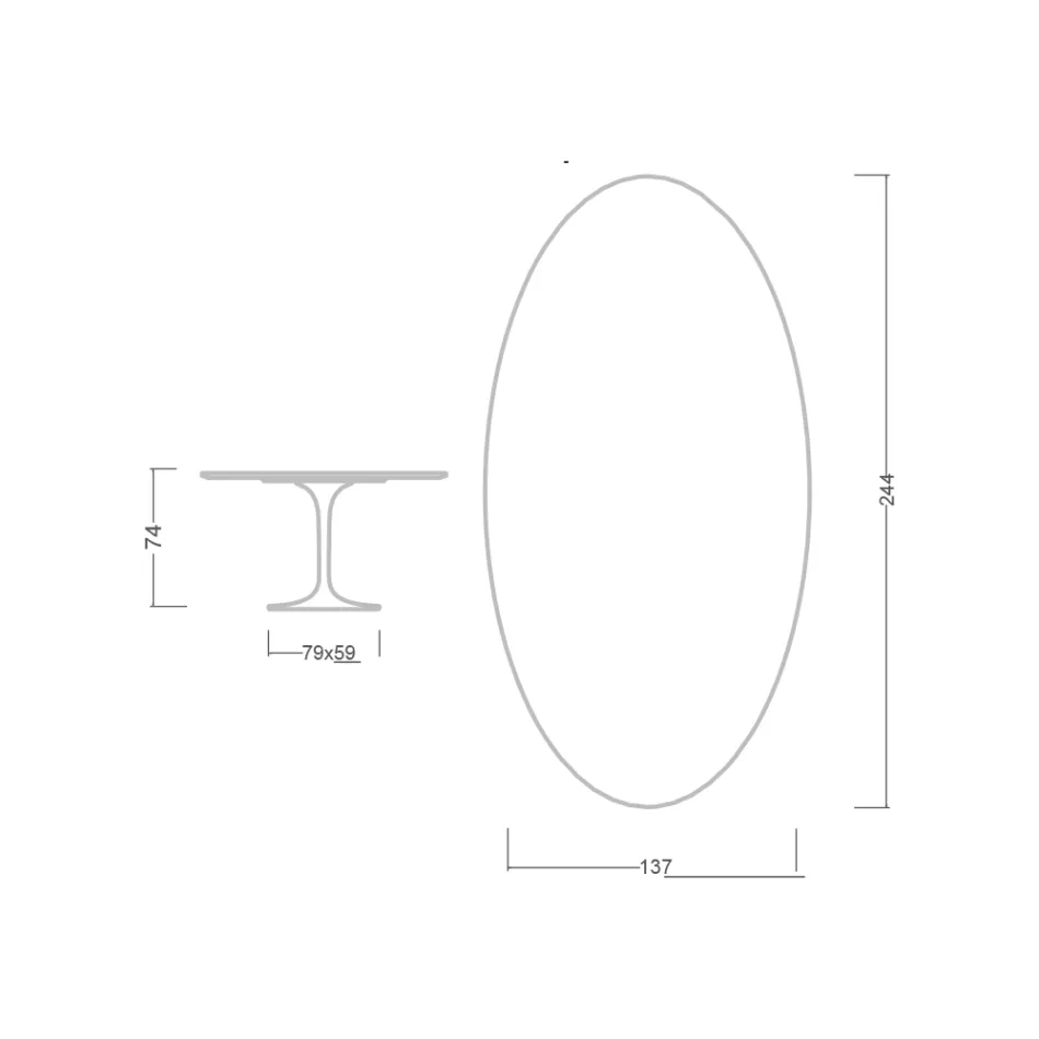 Eero Saarinen Table Tulipe H 74 Ovale en Marbre Noir Marquinia Made in Italy - Ecarlate Viadurini