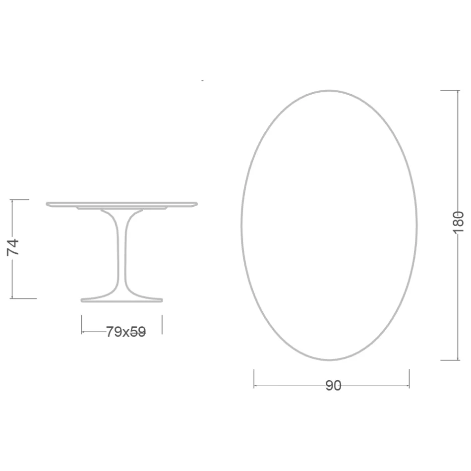 Eero Saarinen H 74 Table tulipe ovale en marbre Alpi vert Made in Italy - Ecarlate Viadurini