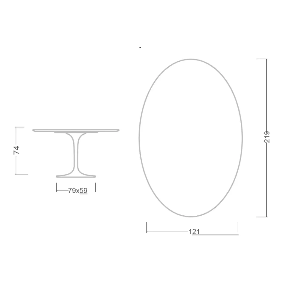 Eero Saarinen H 74 Table tulipe ovale en marbre Alpi vert Made in Italy - Ecarlate Viadurini