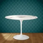 Table ronde Tulipe Eero Saarinen H 74 cm en céramique Aura 22, fabriquée en Italie - Écarlate Viadurini