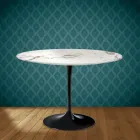 Table ronde Tulipe Eero Saarinen H 74 cm en céramique Aura 22, fabriquée en Italie - Écarlate Viadurini