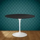 Table ronde Tulipe Eero Saarinen H 74 cm en céramique Domoos, fabriquée en Italie - Écarlate Viadurini