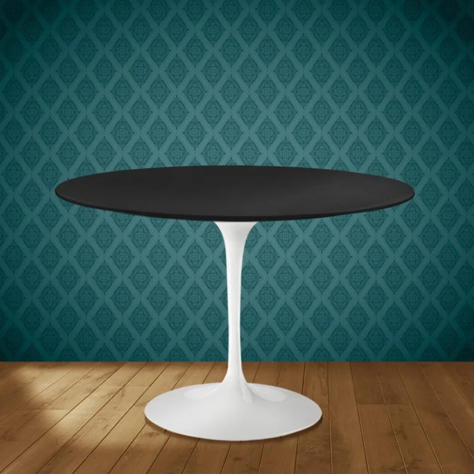 Table ronde Tulipe Eero Saarinen H 74 cm en céramique Domoos, fabriquée en Italie - Écarlate Viadurini