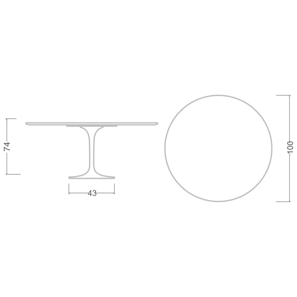 Table ronde Tulipe Eero Saarinen H 74 cm en céramique Domoos, fabriquée en Italie - Écarlate Viadurini