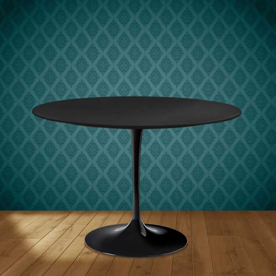 Table ronde Tulipe Eero Saarinen H 74 cm en céramique Domoos, fabriquée en Italie - Écarlate Viadurini