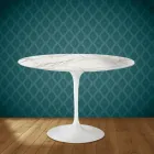 Table ronde Tulipe Eero Saarinen H 74 cm en céramique brillante, fabriquée en Italie - Écarlate Viadurini