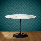Table ronde Tulipe Eero Saarinen H 74 cm en céramique brillante, fabriquée en Italie - Écarlate Viadurini