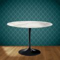 Table ronde Tulipe Eero Saarinen H 74 cm en céramique brillante, fabriquée en Italie - Écarlate