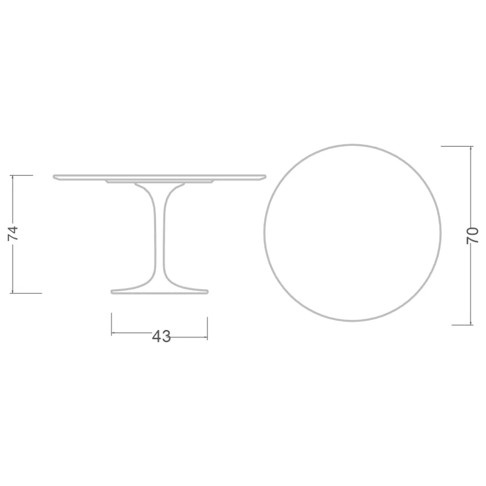 Table ronde Tulipe Eero Saarinen H 74 cm en céramique Marmorio, fabriquée en Italie - Écarlate Viadurini